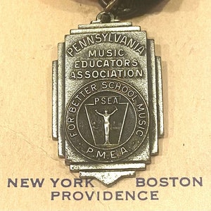 Art Deco Pennsylvania Music Education Association Award Medal With Ribbon