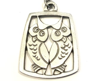 Vintage 70s BDA Budlong, Docherty, And Armstrong Pewter Owl Pendant Necklace AS IS