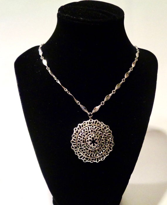 Mid Century Monet Silver-Tone Openwork Filigree P… - image 3