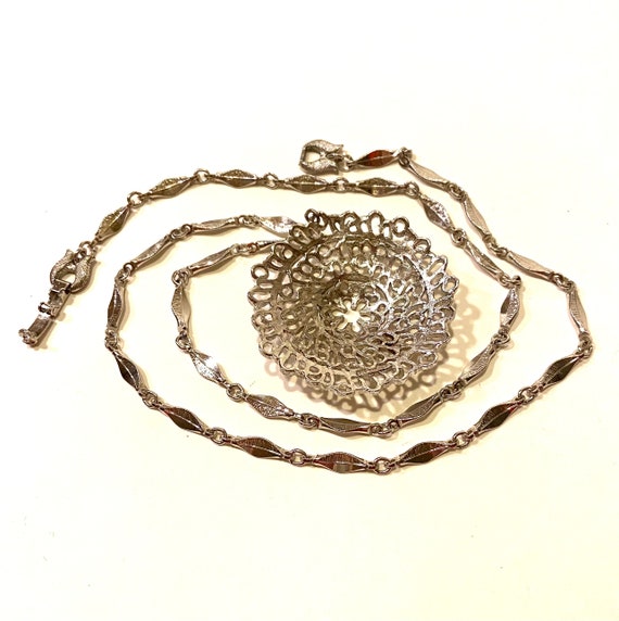 Mid Century Monet Silver-Tone Openwork Filigree P… - image 7