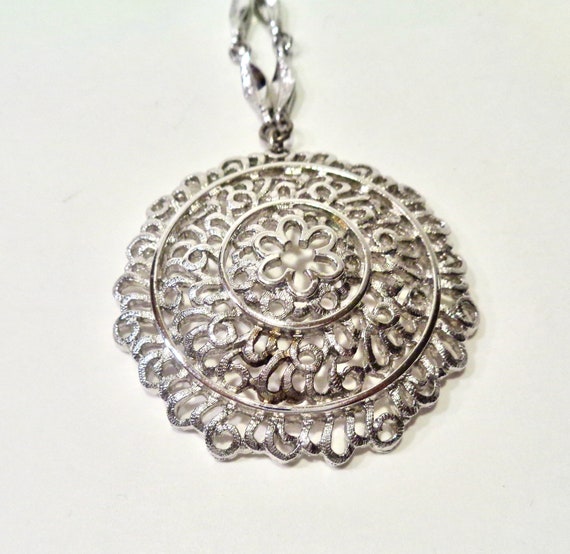 Mid Century Monet Silver-Tone Openwork Filigree P… - image 5