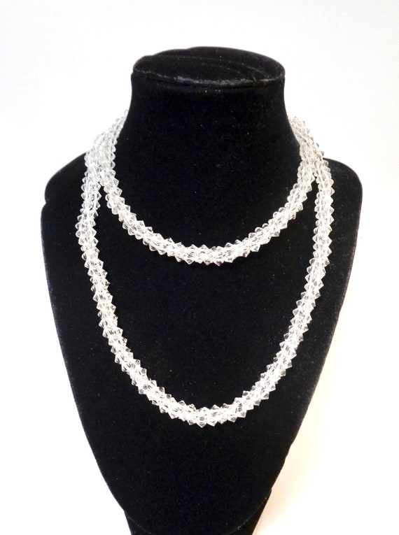 Ciner Vintage Crystal Long Three Strand Necklace