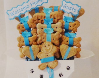 Dog treat gift basket, dog lovers gift, personalized dog gift, new puppy gift, Happy Gotcha Day gift, pet lovers, dog get well gift