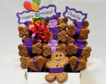 Dog birthday treat gift basket-gift for dog birthday- gift for dog lovers-dog biscuits- personalized dog gift- dog birthday gift- pet lovers
