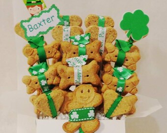 St. Patrick's Day dog treat gift basket-  dog st. Paddy’s gift- gifts for pet lovers- gift for dog lovers- Gotcha day gift for dogs
