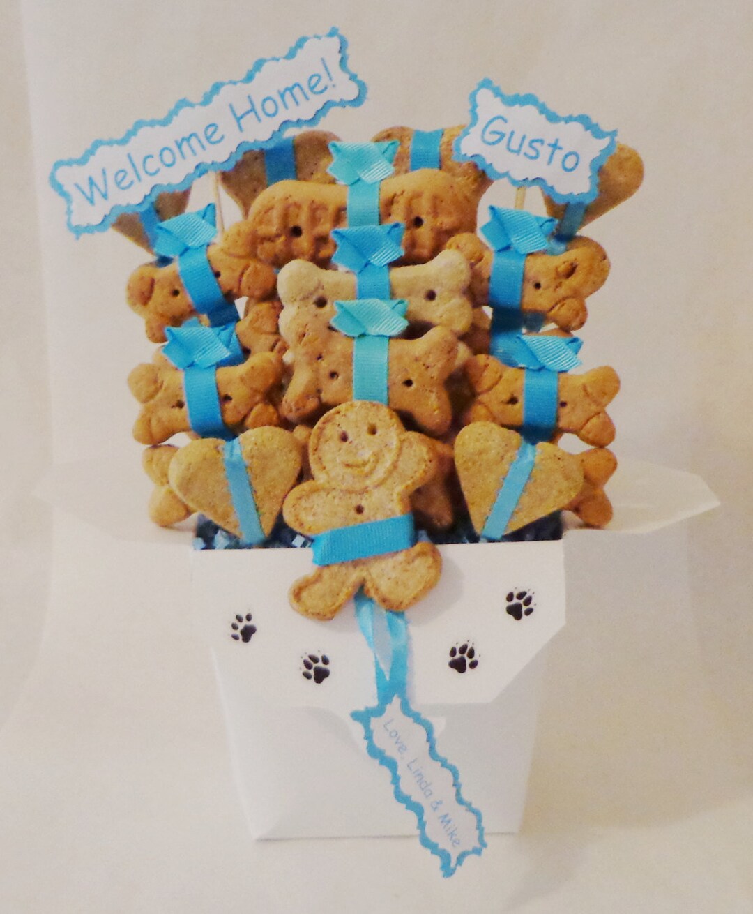 Dog Treat Gift Basket, Dog Lovers Gift, Personalized Dog Gift, New