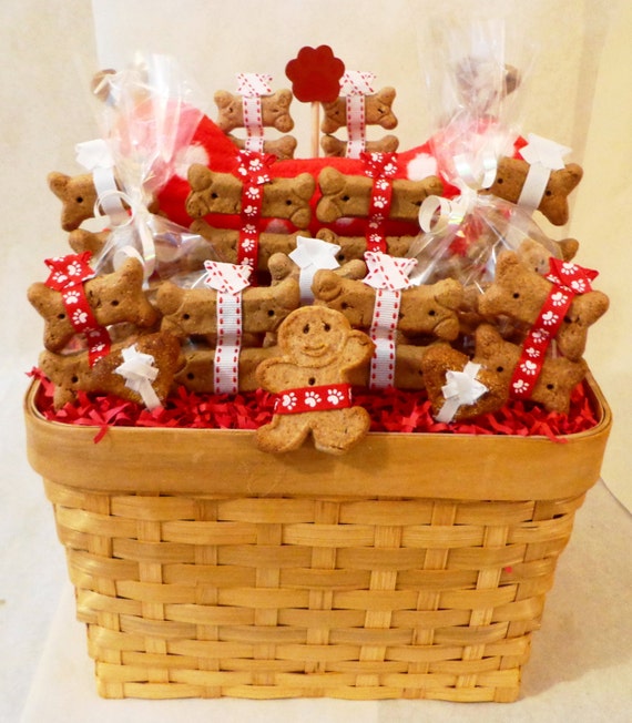 Items similar to Dog biscuit treat dog gift basket with