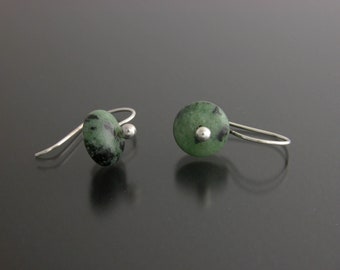 Ruby Zoisite & Sterling Silver Ball Earrings