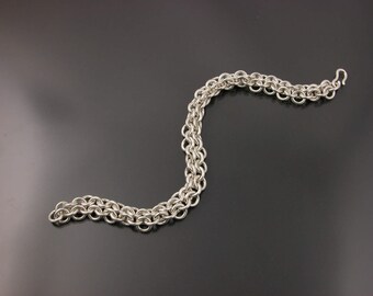 Sterling Silver Heavy Chain Mail Bracelet 9"