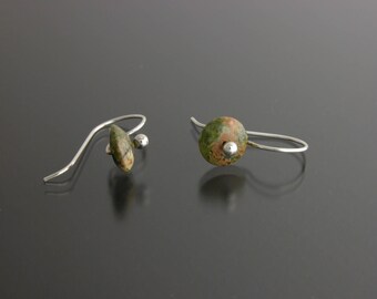 Unakite Sterling Silver Ball Earrings