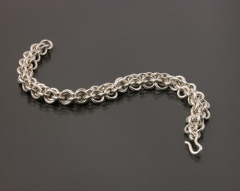 Sterling Silver Heavy Chainmaille Bracelet 8"