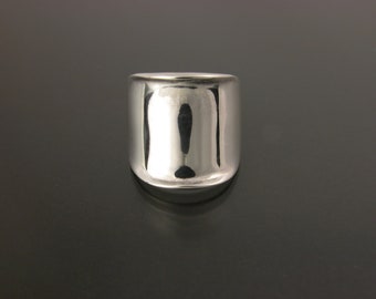Thickened Edge Sterling Silver Ring Size 8.5