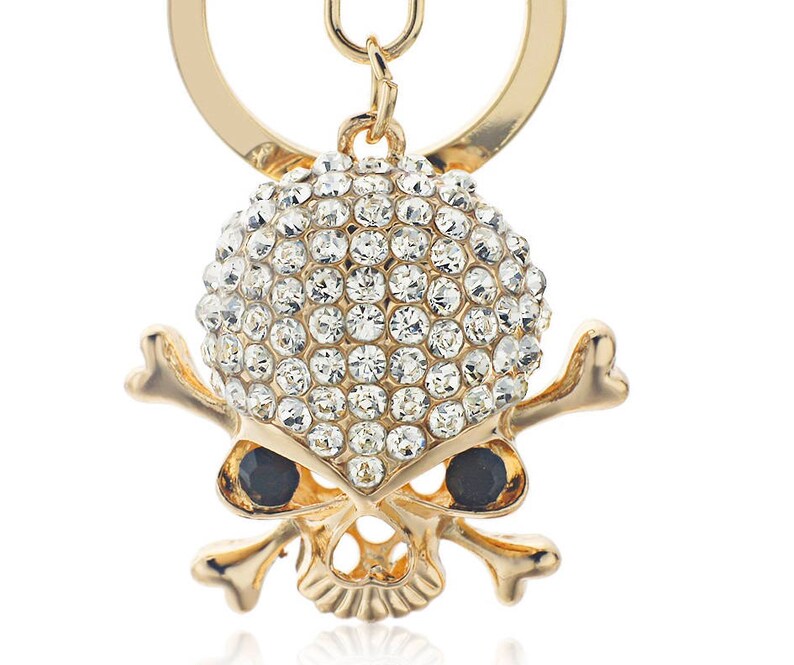 Halloween Rhinestones Skull Retractable ID Name Badge Holder