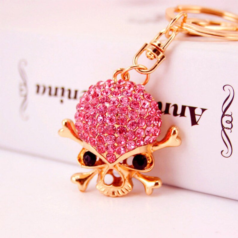 Halloween Rhinestones Skull Retractable ID Name Badge Holder