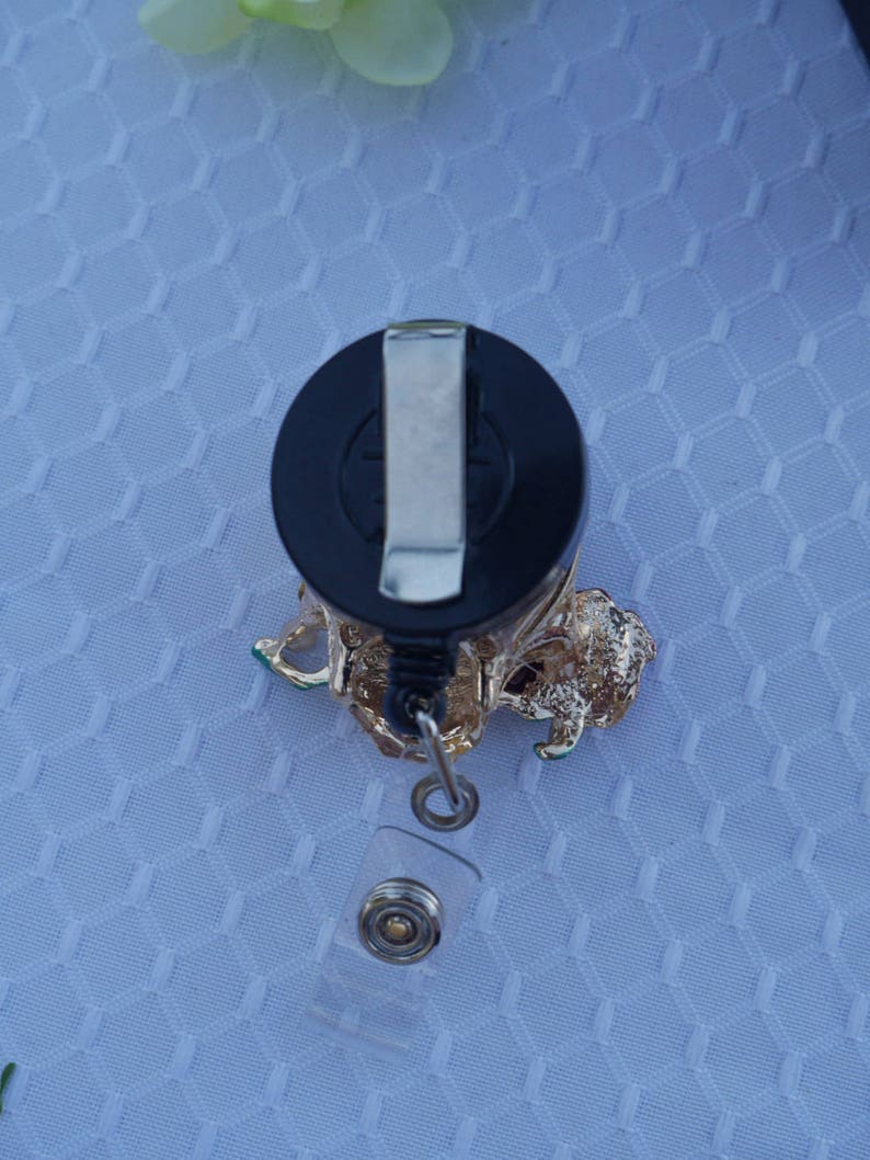 Halloween Rhinestones Skull Retractable ID Name Badge Holder