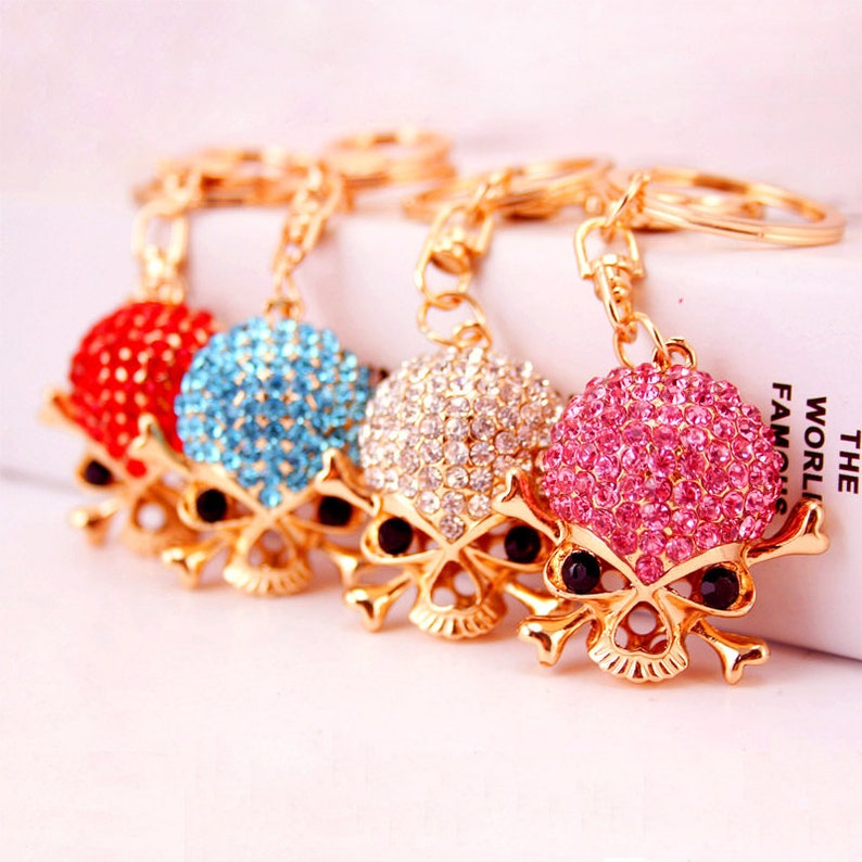 Halloween Rhinestones Skull Retractable ID Name Badge Holder