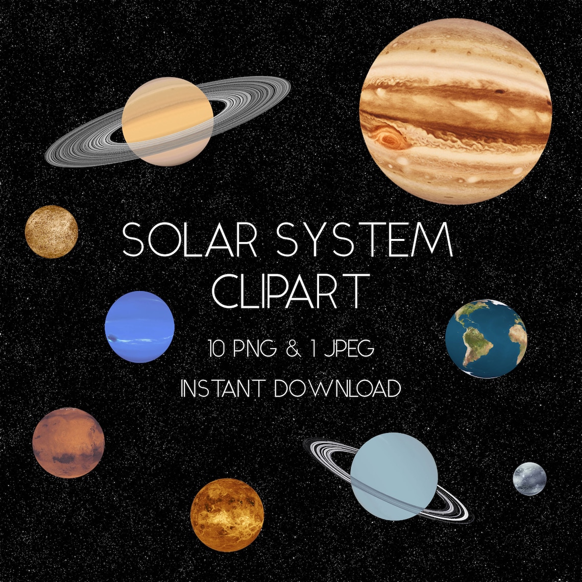 Solar System Clipart Solar System Clip Art Realistic Solar - Etsy
