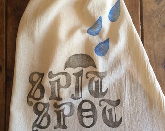 Spit Spot Flour Sack Towel - Mary Poppins - Tea Towel - Hand Block Printed - Unbleached 100% Cotton