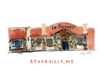 La Terraza Restaurant | Starkville Mississippi Restaurant Print | Watercolor Print | 8 x 10"