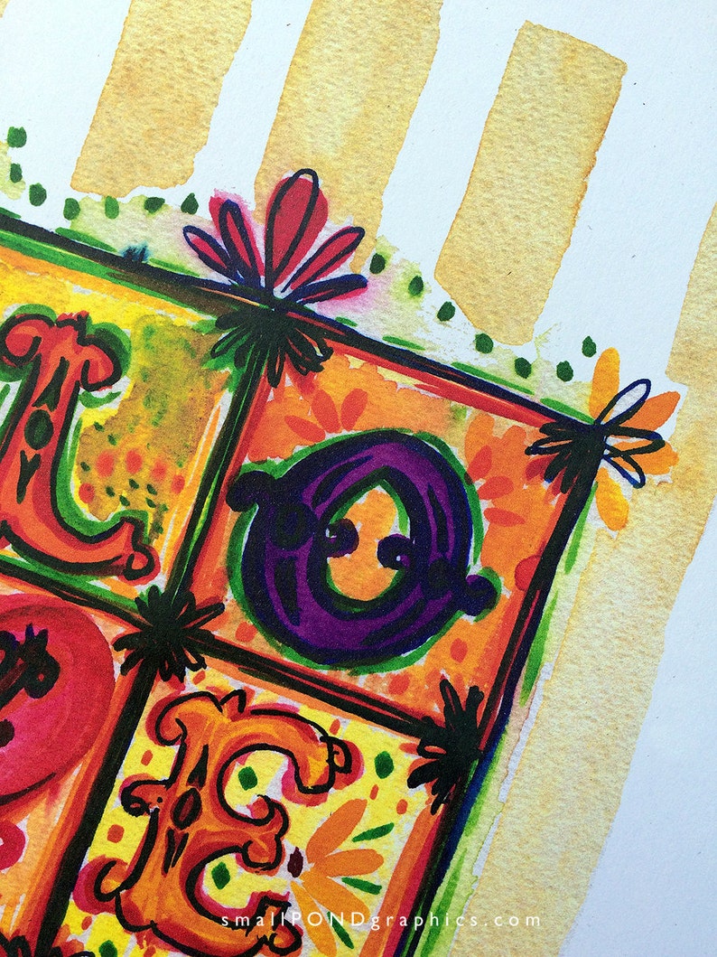 LOVE Watercolor Print with hand lettering
