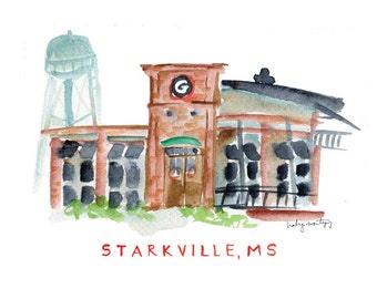 Starkville Mississippi Restaurant Print -- Central Station Grill 8 x 10"