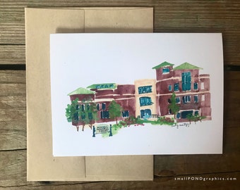 Mitchell Library - Watercolor Notecard - Bulldogs - Mississippi State University - Starkville Mississippi - Boxed Cards