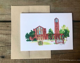 Chapel of Memories - Watercolor Notecard - Bulldogs - Mississippi State University - Starkville Mississippi - Boxed Cards