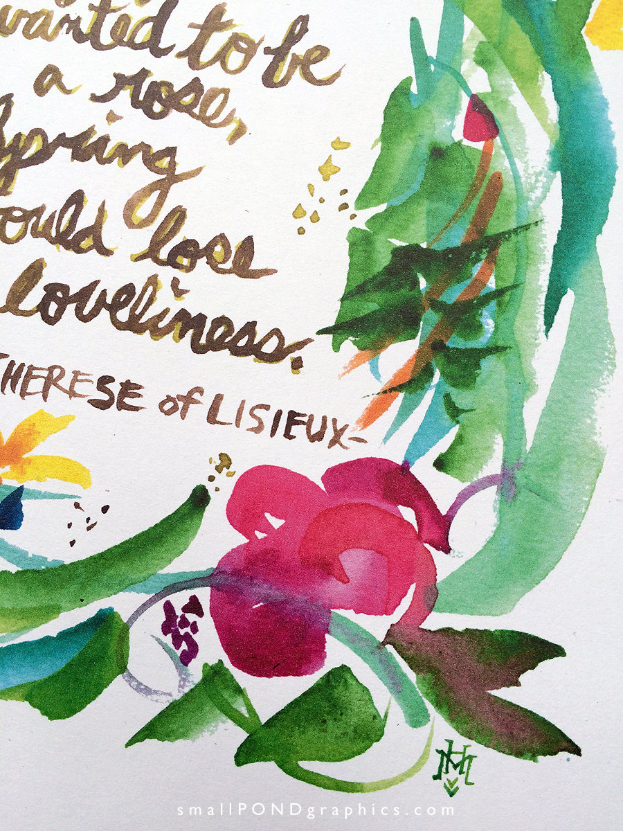 Tiny Flower Quote Watercolor Print With Hand Lettering - Etsy