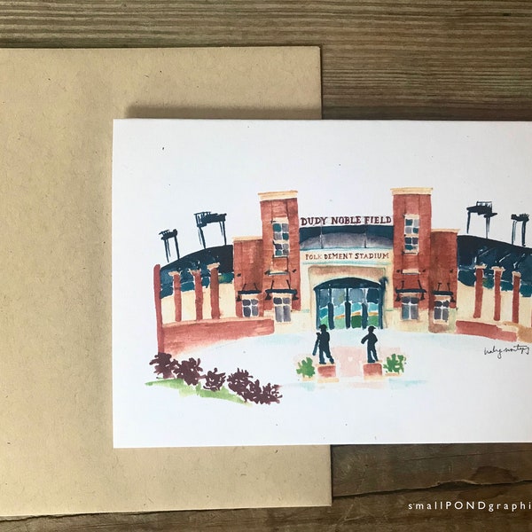Dudy Noble - Watercolor Notecard - Baseball Stadium - Bulldogs - Mississippi State University - Starkville Mississippi - Boxed Cards