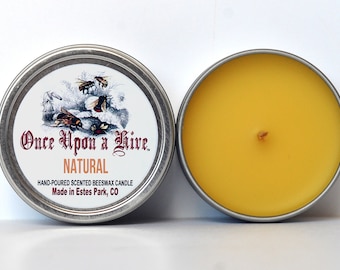 Natural Beeswax Candle Tin | 4 oz. Candle | Travel Tin | Container Candle | Unscented