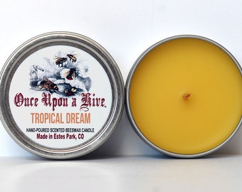 Tropical Dream Beeswax Candle Tin | 4 oz. Candle | Natural | Travel Tin | Container Candle | Scented