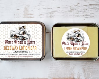 Beeswax Lotion Bar | Lemon Eucalyptus | Skin Cream | Body Butter | Essential Oil | Travel Tin | Moisturizing | Natural