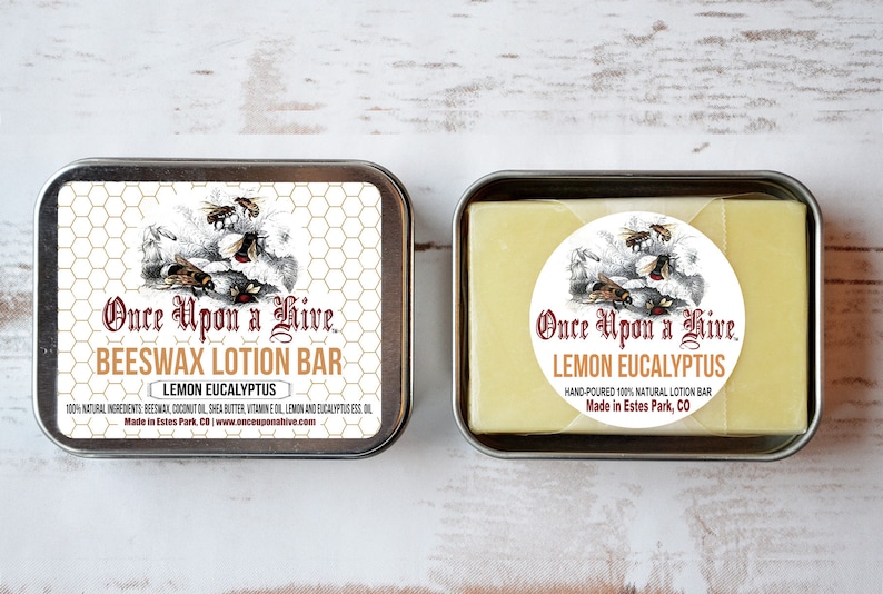 Beeswax Lotion Bar Lemon Eucalyptus Skin Cream Body Butter Essential Oil Travel Tin Moisturizing Natural image 1