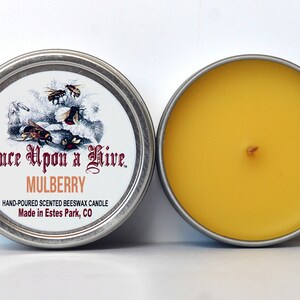 Mulberry Beeswax Candle Tin | 4 oz. Candle | Natural | Travel Tin | Container Candle | Scented