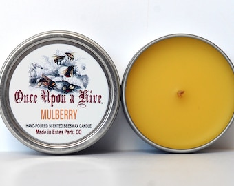 Mulberry Beeswax Candle Tin | 4 oz. Candle | Natural | Travel Tin | Container Candle | Scented