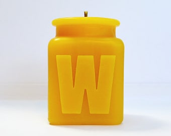 Handmade Personalized Letter W Monogram Beeswax Candle,  All Letters and Numbers Available