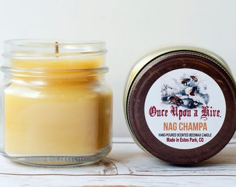 Nag Champa Beeswax Jar Candle | 8 oz. | Natural | Mason Jars | Scented