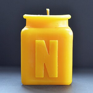 Handmade Personalized Monogram Letter N Beeswax Candle, Table Number, All Letters and Numbers Available