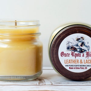 Leather & Lace Beeswax Jar Candle 8 oz. Natural Mason Jars Scented Signature Scent image 1