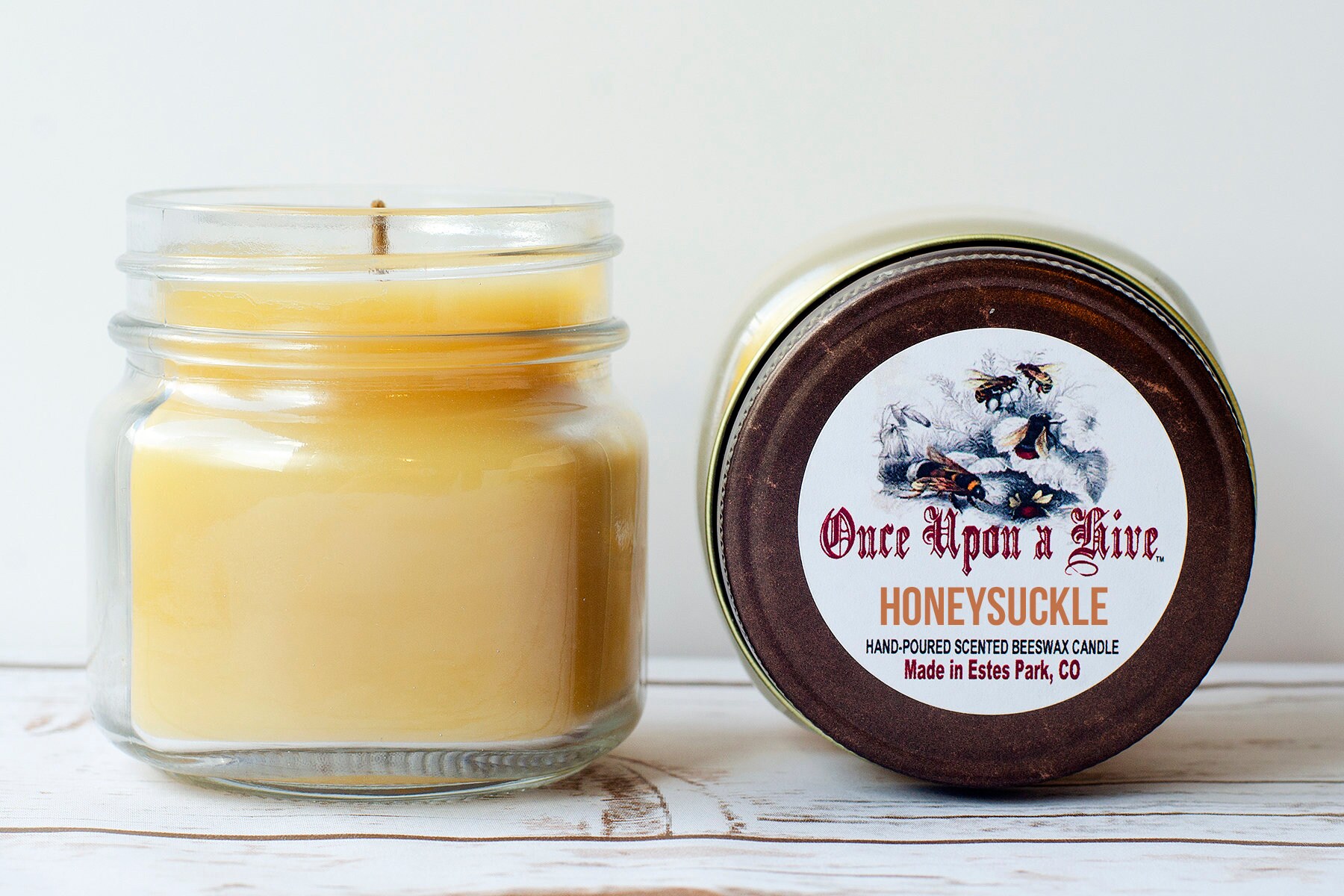 Honeysuckle Beeswax Jar Candle | 8 oz. | Natural | Mason Jars | Scented
