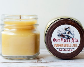 Pumpkin Spiced Latte Beeswax Jar Candle | 8 oz. | Natural | Mason Jars | Scented | Signature Scent