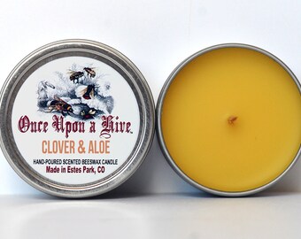 Clover & Aloe Beeswax Candle Tin | 4 oz. Candle | Natural | Travel Tin | Container Candle | Scented