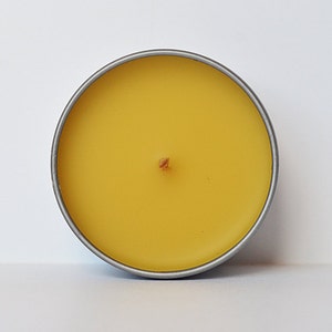 Sugared Spruce Beeswax Candle Tin 4 oz. Candle Natural Travel Tin Container Candle Scented image 3