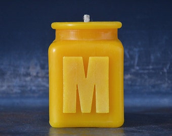 Handmade Personalized Letter M Monogram Beeswax Candle, Table Number, Hostess Gift, All Letters and Numbers Available