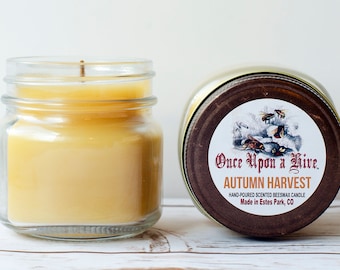 Autumn Harvest Beeswax Jar Candle | 8 oz. | Natural | Mason Jars | Scented