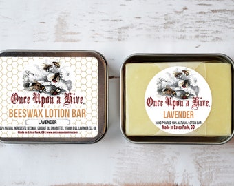 Beeswax Lotion Bar | Lavender | Skin Cream | Body Butter | Essential Oil | Travel Tin | Moisturizing | Natural