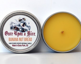 Banana Nut Bread Beeswax Candle Tin | 4 oz. Candle | Natural | Travel Tin | Container Candle | Scented