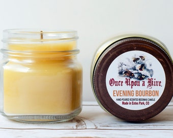 Evening Bourbon Beeswax Jar Candle | 8 oz. | Natural | Mason Jars | Scented