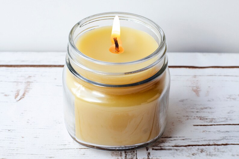 Leather & Lace Beeswax Jar Candle 8 oz. Natural Mason Jars Scented Signature Scent image 3