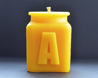 Handmade Personalized Letter A Monogram Beeswax Candle, Table Number, Bridesmaid Gifts, All Letters and Numbers Available
